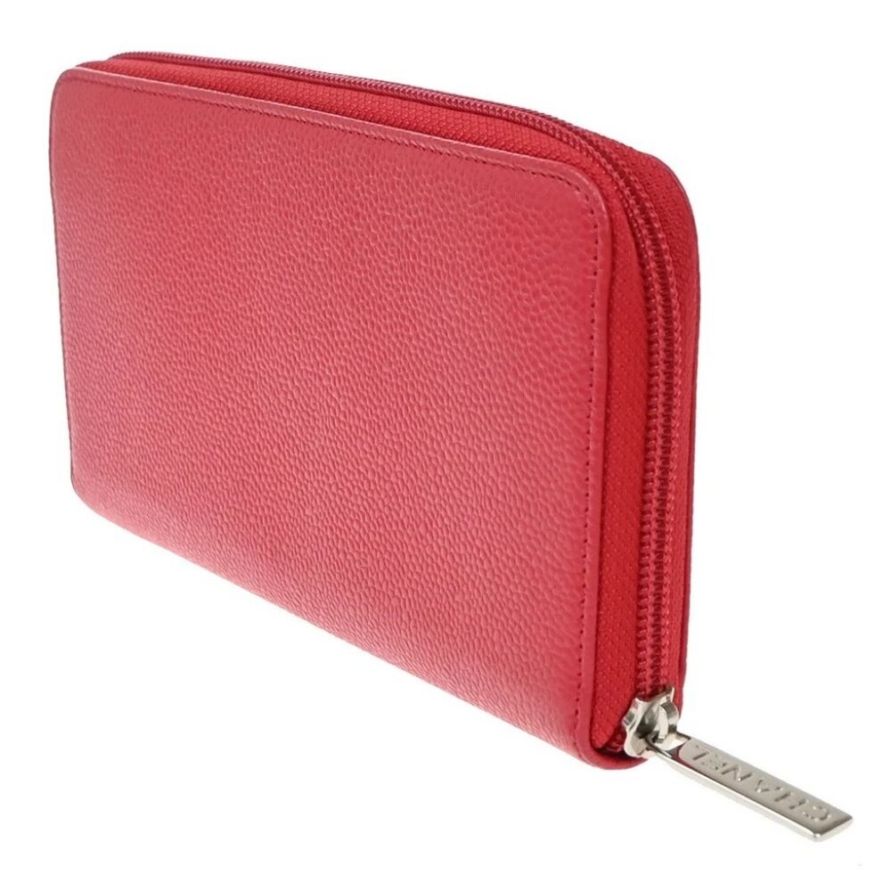 CHANEL CC Logo Zip Around Long Wallet Grained Calfskin Leather Red - Picture 4 of 14